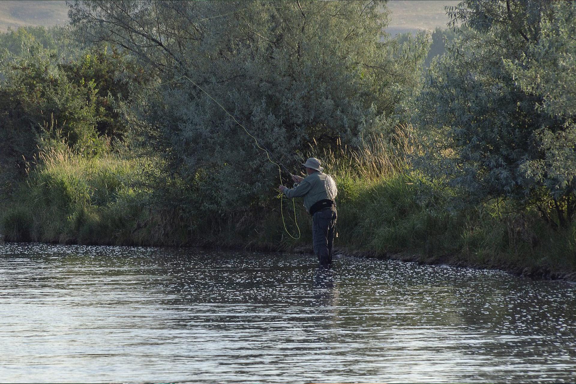 Pescatore sul fiume Meschio